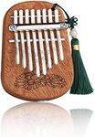 GECKO Mini Kalimba Thumb Piano Portable Flat Board Kalimba 8 keys Mahogany Wood Handmade Mbira Finger Piano, Musical Instrument with Instruction and Tune Hammer Gift for Kids Adult Beginners (8 keys)