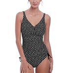 Fantasie Womens Santa Monica Underwire V-Neck Swimsuit with Adjustable Leg, 38F Black/White