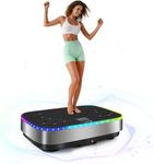 Vibration Plate, EvoSpark Vibration Plate Exercise Machine with 9 LED Light Effects, 2 in 1 Brushless Motors Vibration Platform for Lymphatic Drainage & Weight Loss, Vibrate Fitness Platform