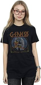 Genesis Women's Distressed Eagle Boyfriend Fit T-Shirt Medium Black