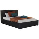 Vida Designs Lisbon Double Bed, 4ft6 Ottoman Bed Frame Upholstered UKFR Faux Leather Headboard Low Foot End Bedroom Furniture, Black