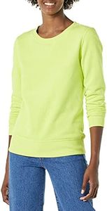 Amazon Essentials Women's French Terry Fleece Crewneck Sweatshirt (Available in Plus Size), Lime Green, Medium