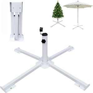 AMMSUN Foldable Portable Beach Umbrella Stand-Portable Patio Umbrella Base Holder,Outdoor Sunshade Anchor,Rust Free Tempered Iron Patio Umbrella Stand for Courtyard,Garden,Beach,Grass White