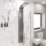 Architeckt® Thermostatic Shower Tower Column Panel, Three Function 3-in1 System with Rainfall Head Handset 4 Body Jets Curved Showers, Polished Chrome
