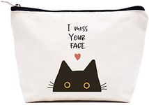 I Miss Your Face -Cat Lover Gift -Long Distance Friendship Gifts for Sisters Best Friends Bestie - Christmas Birthday Gifts - I Love You Gift for Wife Girlfriend - Makeup Bag Cosmetic Bag Travel Pouch