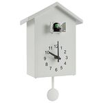 Cuckoo Clock Cuckoo Wall Clock, Minimalist Cute Cuckoo Bird Clock Bird House with Cuckoo Sound, Design Clock Pendulum for Home Kitchen Office Decoration (White)