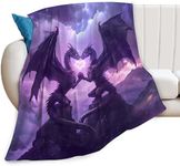 Purple Dragon Blanket Purple Dragon Decor Animal Throw Blanket Gifts for Girls Boys Dragon Lover Couch Bedding Super Warm Soft Plush Lightweight Fleece Flannel Blanket for Kids Adult Men Women 50"X40"