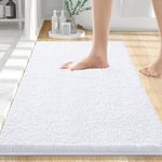 Smiry Luxury Chenille Bath Rug 24''x16'', Extra Soft and Absorbent Shaggy Bathroom Mat Rugs, Machine Washable, Non-Slip Plush Carpet Runner for Tub, Shower, and Bath Room, White