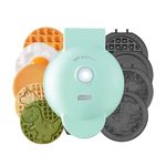 DASH Multimaker Mini System - 4-in-1 Mini Waffle Maker & Griddle with Six 4” Removable Plates: Nonstick Surface, Just Add Batter (Aqua)