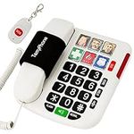 Big Button Phone for Seniors - Corded Landline Telephone - Large Buttons and One-Touch Dialling for Visually Impaired - 80 dB Amplified Ringer for Hearing Impaired, Ergonomic Non-Slip Grip