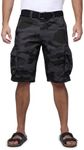RAW X Mens Belted Cargo Shorts, Relaxed Fit Casual Knee Length Cargo Shorts for Men, Charcoal Camo, 32