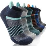 Anlisim Merino Wool Ankle Hiking Socks Compression Warm Thermal Winter Thick Cushion Running Moisture Wicking No Show Socks Gifts Stocking Stuffers for Women Men 6 Pairs(Assorted,L)