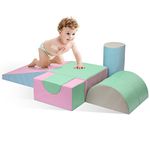 M HI-Mat Soft Climb and Crawl Activity Play Set,Safe Soft Foam Block for Preschoolers,Toddlers, Baby, Kids Crawl and Climb (Pink)