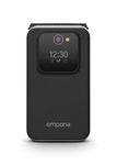 Emporia - JOY LTE - Big-Button 4G FLIP Mobile Phone, ideal for the elderly - Unlocked, Large 2.8" screen, external screen, 2MP camera - BLACK