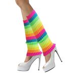 Elufly Women 80s Juniors Knit Leg Warmers for Ballet Yoga Dance Winter Keep Warm Leg Sleeve 2 Pairs (1 Pair-Rainbow)