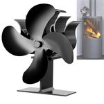 BenkerEsti Wood Stove Fan 4 Blades Silent Operation Wood/Log Burner/Fireplace- Color Black