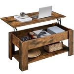 Yaheetech Rustic Lift Top Coffee Table w/Hidden Compartment & Storage Space - Lift Tabletop for Living Room Furniture, Rustic Brown