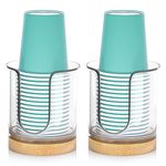 2 Pack Bathroom Cup Dispenser 3 oz Countertop for Paper Cups and Mouthwash Cups - Convenient 3oz Paper Cup Holder and Mouthwash Cups Holder（Clear）