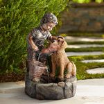 Northport Modern Boy Plays with Dog Outdoor Floor Water Fountain 24 3/4" High Modern for Garden Backyard Patio Porch Home Bedroom House Living Room Relaxation Exterior Balcony - John Timberland