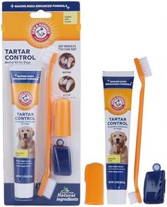 Arm & Hammer for Pets Tartar Control Kit for Dogs Contains Toothpaste, Toothbrush & Fingerbrush Reduces Plaque & Tartar Buildup, 3-Piece Kit, Banana Mint Flavor (Pack of 1)