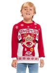 HSA Boys Girls Kids Children Unisex Christmas Xmas Knitted Novelty, Retro, Elf, Football Jumper Sweater United Christmas Xmas 2018 Exclusively to Ltd for Ages 2-14 Years