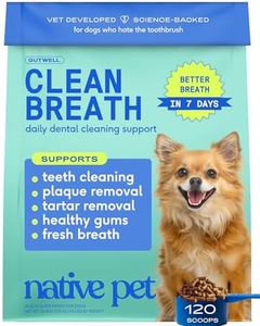 Native Pet GutWell Clean Breath - Dog Breath Freshener & Dog Teeth Cleaning Powder Cold-Pressed to Reduce Plaque, Tartar & Promote Oral Health with Triple-Biotic Blend, Brown Algae & Zinc -120 Scoops