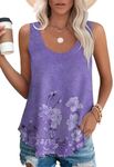 Fashion Tops for Women Trendy Summer Tops Purple Flower Tank Tops for Women Casual Summer M