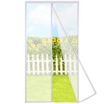 Risareyi Magnetic Window Screen Self Closing, Fit Window Size 22 x 62 inch, Actual Screen Size 24" x 64", White Upgraded Mesh Mosquito Net Window Screen Magnetic Closure Screen Door to Keep Bugs Out