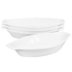 jinsongdafa Ceramic Oval Au Gratin Baking Dishes 7 oz, Set of 4 Banana Split Bowls, Oven and Microwave Safe, for 1 person servings, Bakeware with Double Handle for Kitchen and Home (21 x 11.6 CM)