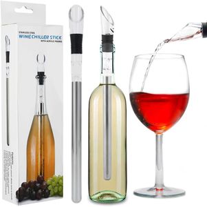 BEXTOL Wine Cooler Stick,3-in-1 Stainless Steel Wine Chiller Stick with Pourer & Aerator,Rapid Iceless Wine Decanter Wine Chilling Rod Set for Wine Accessories Wine Lover Gifts