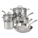 Tramontina Stainless Steel Tri-Ply Clad 10-Piece Cookware Set, Glass Lids, 80116/1011DS