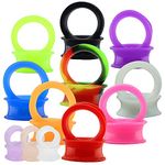 ZeSen Jewelry 12 Pairs Silicone Flexible Thin Ear Plugs Tunnels Double Flared Expander Ear Gauges Piercing (Gauge=9/16"(14mm))