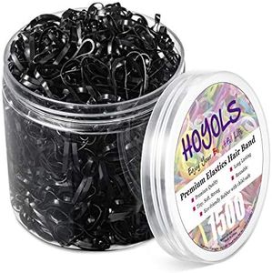 Hoyols Black Rubber Band Hair Ties | Elastic Hair Accessories for Girls | 1500 Pieces