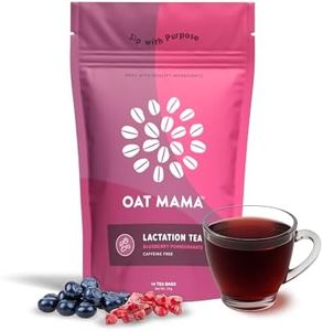Oat Mama Lactation Tea: Blueberry Pomegranate, Organic Herbs to Help Increase Breast Milk Supply, Lactation Support for Breastfeeding Moms, Fenugreek-free, 14 Biodegradable Tea Sachets, Women-Owned