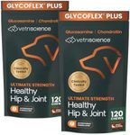 VetriScience Ultimate Strength Healthy Hip & Joint Chews, GlycoFlex Glucosamine, Chondroitin & GreenLipped Mussel Support Supplement for Dogs, Soothe Joint Discomfort, Duck,120 Ct (Pack of 2)