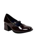 Theater Women Classic Block Heels | Closed Square Toe Mary Jane Comfortable Casual and Formal Shoes Brown