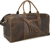 Polare Leather Duffle Weekend Travel Bag For Men With Full Grain Cowhide Leather 23.2'' Duffel Bag (Large-Brown(23.2") Updated Version)