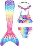 GALLDEALS Mermaid for Swimming Girls Swimsuit Princess Bikini Set Bathing Suit Swimmable Costume (No Monofin)