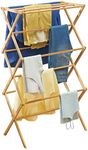 mDesign Bamboo Clothes Drying Rack - Collapsible, Foldable Wooden Laundry Drying Rack - Compact and Portable Indoor or Outdoor Air Dry Rack for Clothes and Delicates - Echo Collection - Natural