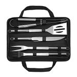 Ever Mall BBQ Grill Tool Set Stainless Steel Barbecue Grill Accessories Utensils Kit in Portable Case, Birthday Gift for Man (5-Piece)