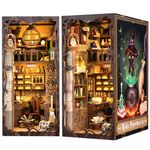 Fsolis DIY Book Nook,3D Wooden Puzzle Bookends,Book Nook Shelf Insert Home & Book Decor with Pluggable Dust Proof,Dollhouse Set Bookshelf for Adults and Teenage Favourites(Magic Pharmacist) ﻿