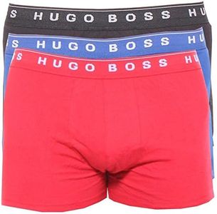 BOSS Mens 3-Pack Stretch Cotton Regular Fit Trunks, New Red/Blue/Black, Large