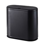 Cq acrylic 12 Liter Rectangular Plastic Trash Can Wastebasket with Press Type Lid,3.17 Gallon Dog Proof Garbage Container Bin for Bathroom,Powder Room,Bedroom,Kitchen,Craft Room,Office (Black)