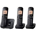 Panasonic KX-TGC223EB DECT Cordless Phone with Answering Machine, 1.6 inch Easy-to-Read Backlit Display, Nuisance Call Blocker, Hands-Free Speakerphone, ECO Mode - Black, Trio Handset Pack