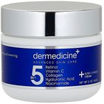 Dermedicine 5 in 1 Retinol Vitamin C Collagen Hyaluronic Acid and Niacinamide | Potent Face Cream which May Help Improve Appearance of Fine Lines and Wrinkles and Reduce Appearance of Dark Spots | 2 oz / 60 g