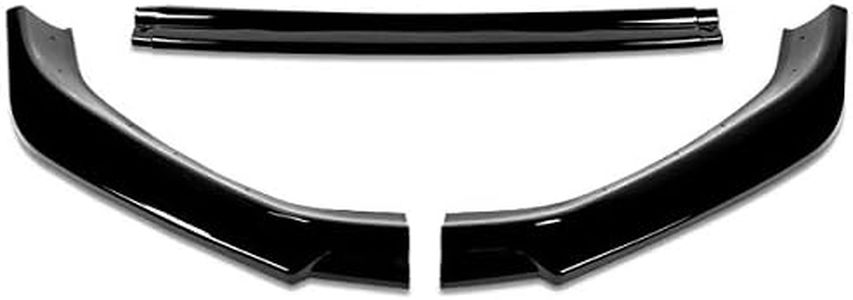 DNA MOTORING 2-PU-518-PBK 3Pc Gloss Black Front Bumper Lip With Vertical Stabilizers Compatible with 18-21 VW Golf Except GTI/R/R-Line