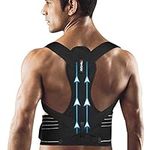 ZINUU Posture Corrector for Men and Women, Back Support Belt with Dual Support Plates Adjustable Back Straightener Brace and Providing Pain Relief from Neck Back & Shoulder Father Gifts-Waist 27"-51"