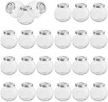 BELLE VOUS 24 Pack Round Clear Small Glass Storage Jars with Lids - 50ml / 1.5 oz Mini Jam Jar Set - Mason Bottles for Herbs, Spices, Baby Food, Yogurt, Jelly and Honey - Favours for Weddings