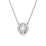 Swarovski Sparkling Dance necklace, Round cut, White, Rhodium plated