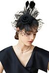 BABEYOND Fascinator Hats for Women Tea Party Hat Kentucky Fascinators Headband Derby Hats Wedding Black